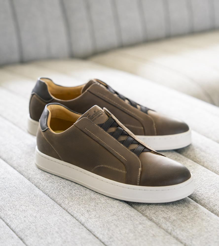 Florsheim Monopoli Brown CH Elastic Lace To Toe Casual Sneaker (USA Men Size)