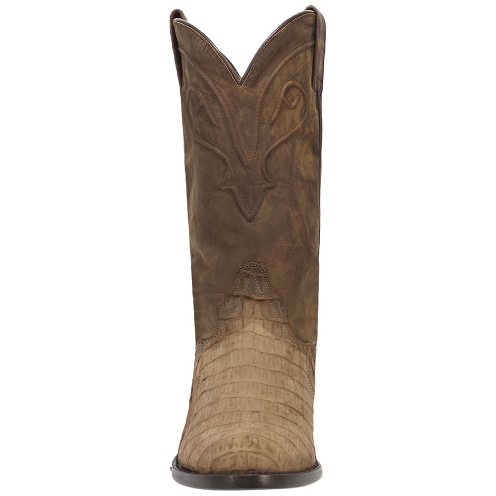Dan Post Makara Genuine Caiman Crocodile Brown 13” Round Toe Boot (US Men Size)