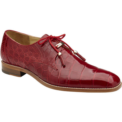 Belvedere Lago Men's Red Genuine American Alligator Skin Lace Up Shoes