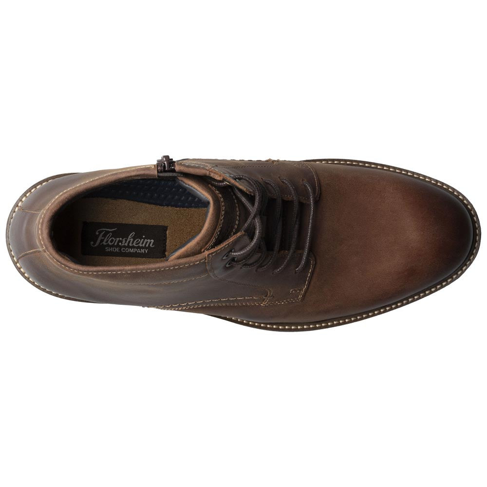 Florsheim Forge Brown CH Smooth Leather Plain Toe Lace Up Boots (US Men Size)