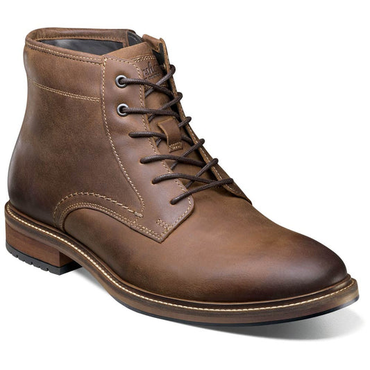 Florsheim Forge Brown CH Smooth Leather Plain Toe Lace Up Boots (US Men Size)
