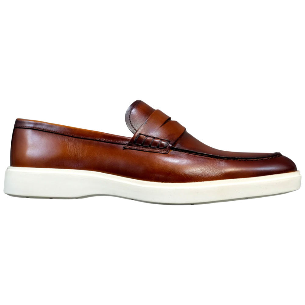Alan Payne Barton Cognac Hand-Painted Calfskin Penny Loafer for Men