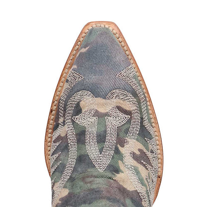 Dan Post Darlin’ Fabric Camo Snip Toe Zipper Western Cowgirl Boots