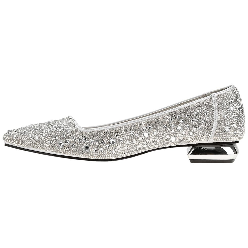 Lady Couture Fever Women's Silver Rhinestone Crystal Pointed Toe Dress Shoes
