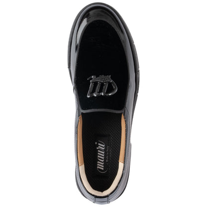 Mauri Shoes Men’s Leisure Moc Toe Black Patent Leather & Velvet Luxury Dress Loafer