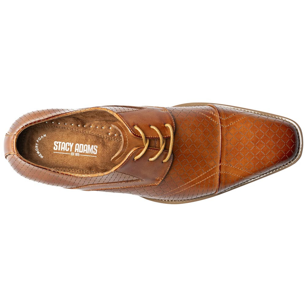 Stacy Adams Men’s Tan Textured Leather Cap Toe Oxfords Hobson