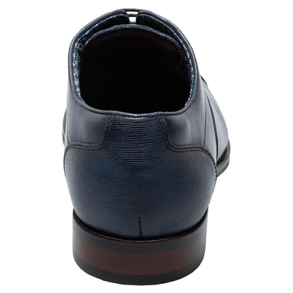 Stacy Adams Kallum Navy Burnished Leather Cap Toe Oxford Shoes (USA Men Size)