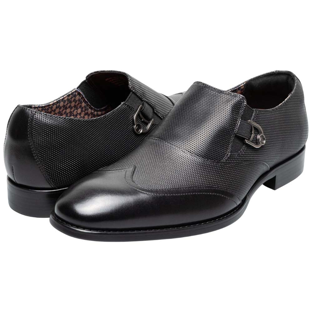 Stacy Adams Lockwood Wingtip Ornament Black Slip On Dress Shoes for Men