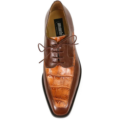 Mauri Arsenal Men's Gold Shoes Alligator / Calf-Skin Leather Lace-Up Derby Shoes
