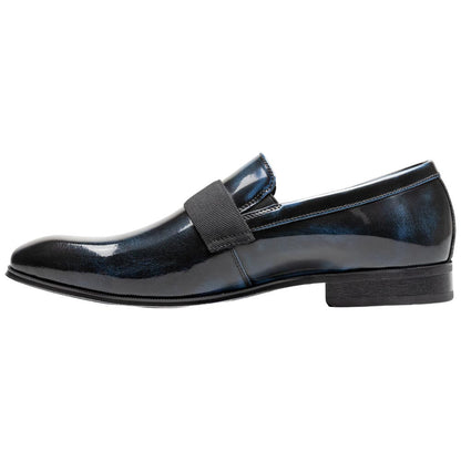 Florsheim Men's High Gloss Patent Leather Strap Navy Loafer Tux