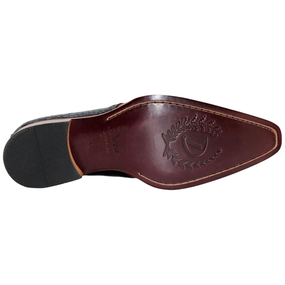 Duca Velentano Navy & Brandy Calf-Skin, Crocodile Print Derby Oxfords