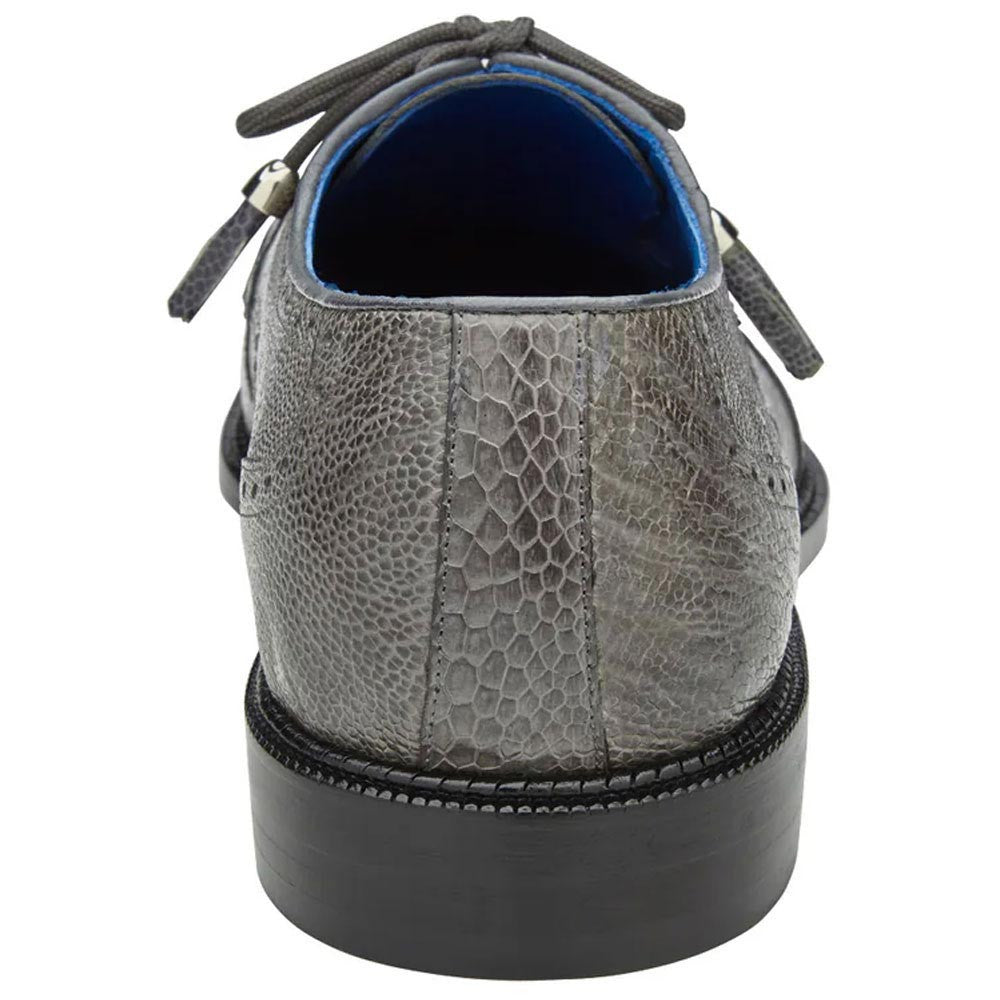 Belvedere Batta Gray Ostrich Skin Cap Toe Lace-Up Shoes for Men