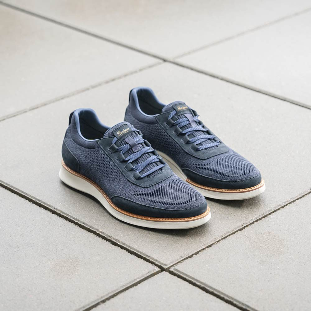 Florsheim Launch Navy Knit Elastic Lace Moc Toe Casual Loafers (USA Men Size)