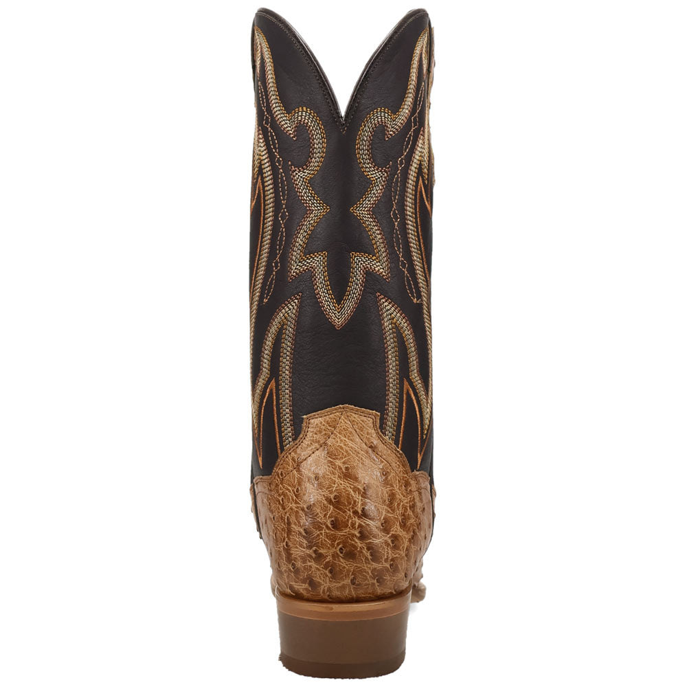 Dan Post Grit Tan Full Quill Ostrich Snip Toe Western Cowboy Boots