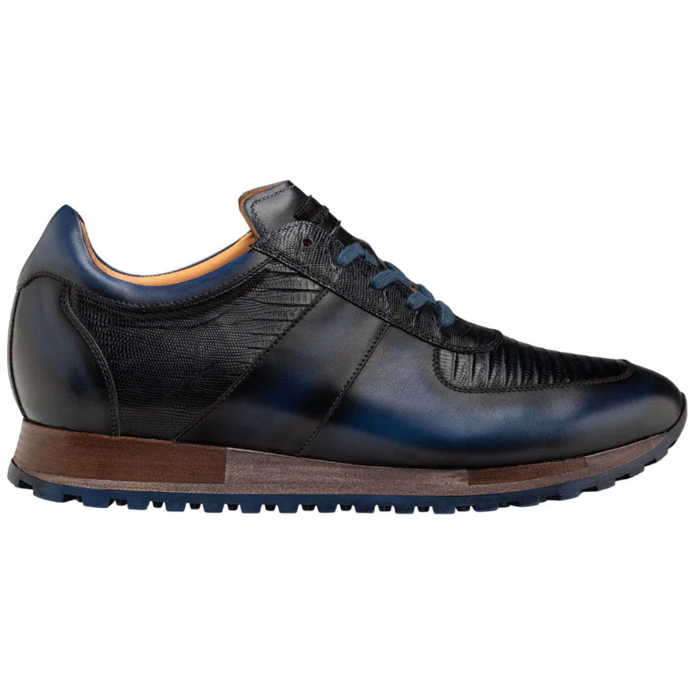 Mezlan Greenwich Genuine Lizard Skin Blue Fashion Sneaker