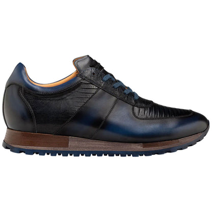 Mezlan Greenwich Genuine Lizard Skin Blue Fashion Sneaker