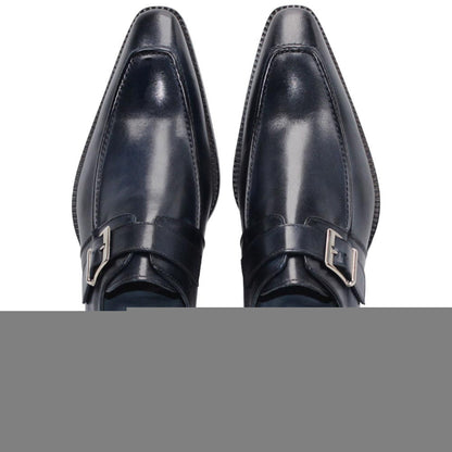 Garda Navy Calfskin Monstraps Moc Toe Oxfords | Duca Dress Shoes for Men