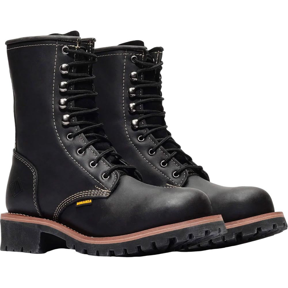 Bonanza 9" Black Steel Toe Logger Work Boots