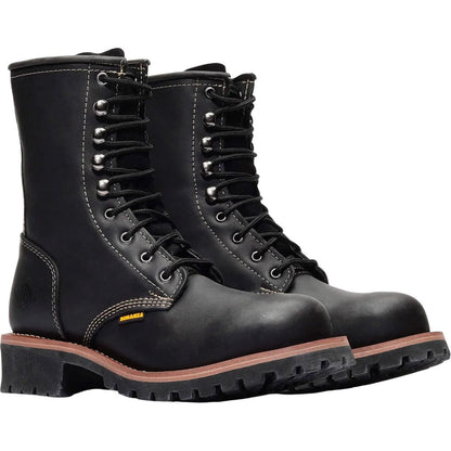 Bonanza 9" Black Steel Toe Logger Work Boots