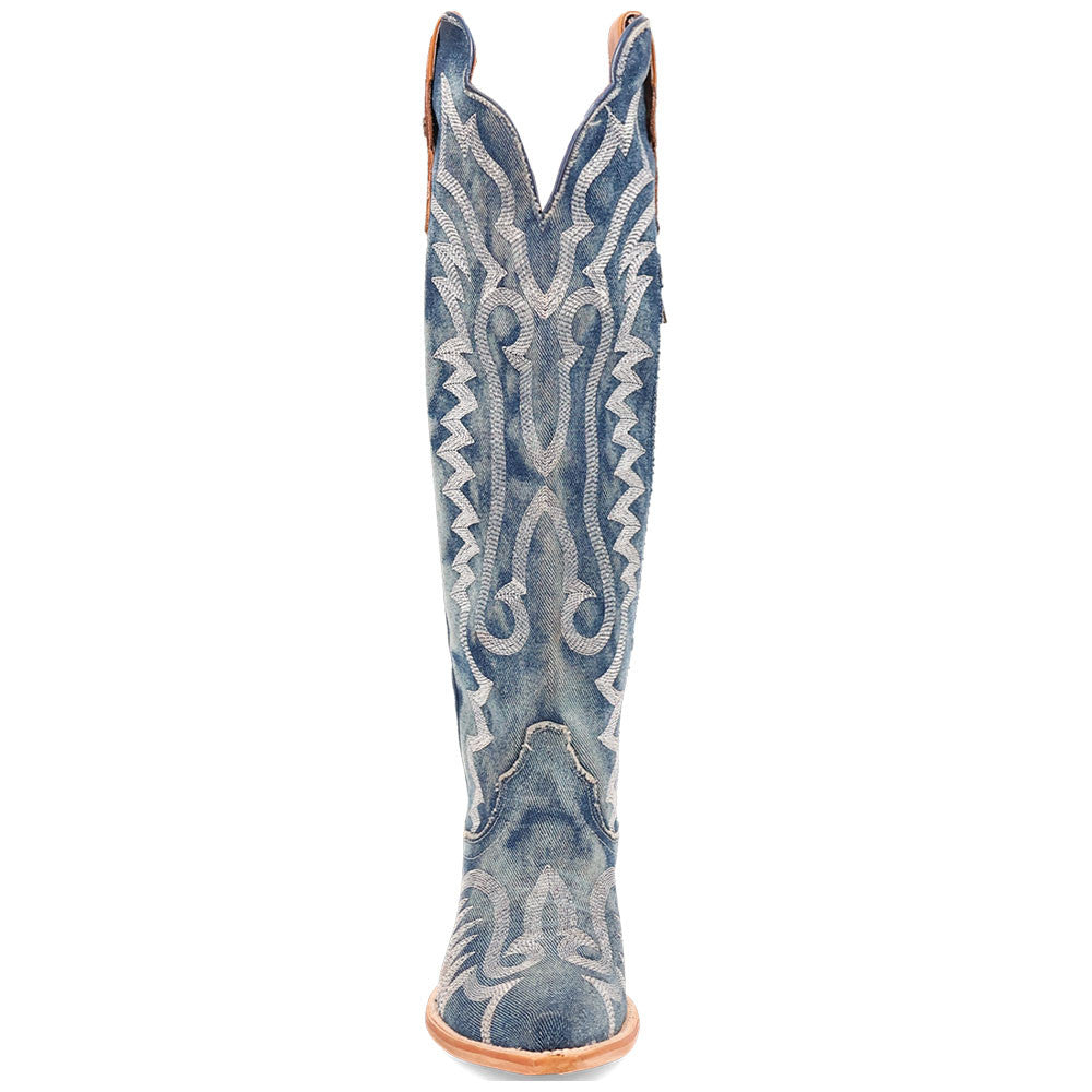 Dan Post Darlin Denim Leather SnipToe Western Cowgirl Zipper Boot(US Women Size)