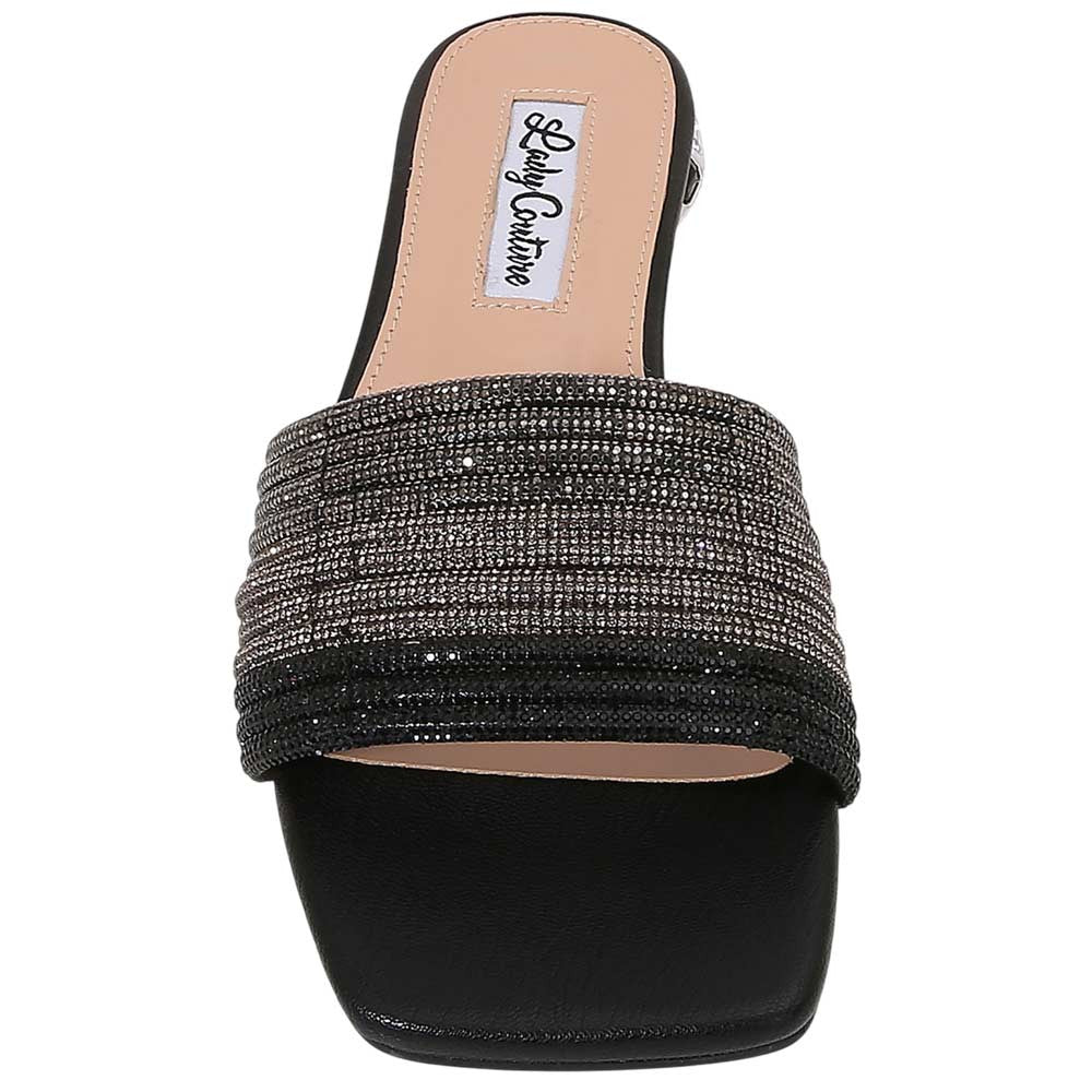 Lady Couture Women's Amazing Black Multi Color Rhinestone Strap Slide Sandals