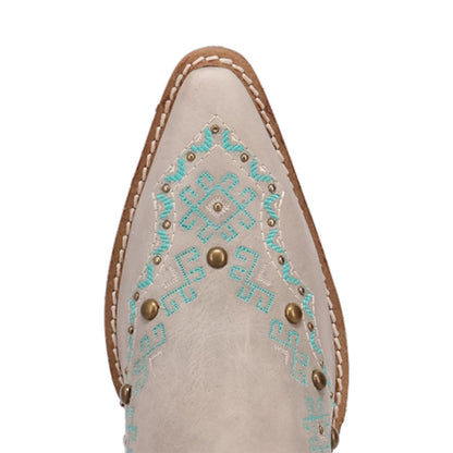 Tequila Sunrise Suede Off-White with Turquoise Embroidered Fringe Snip Toe Women Boot | Dingo Western Cowgirl Boots