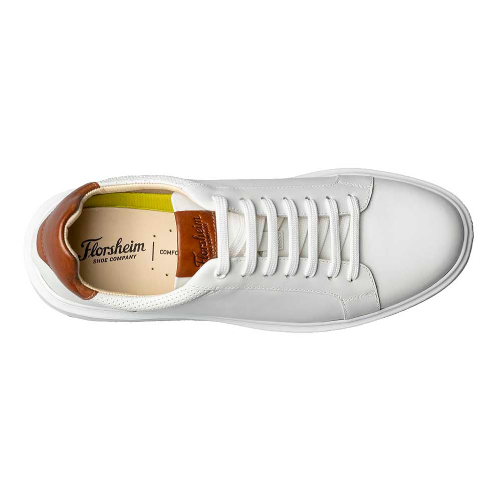 Florsheim Social White Smooth Leather Lace to Toe Casual Sneaker (USA Men Size)