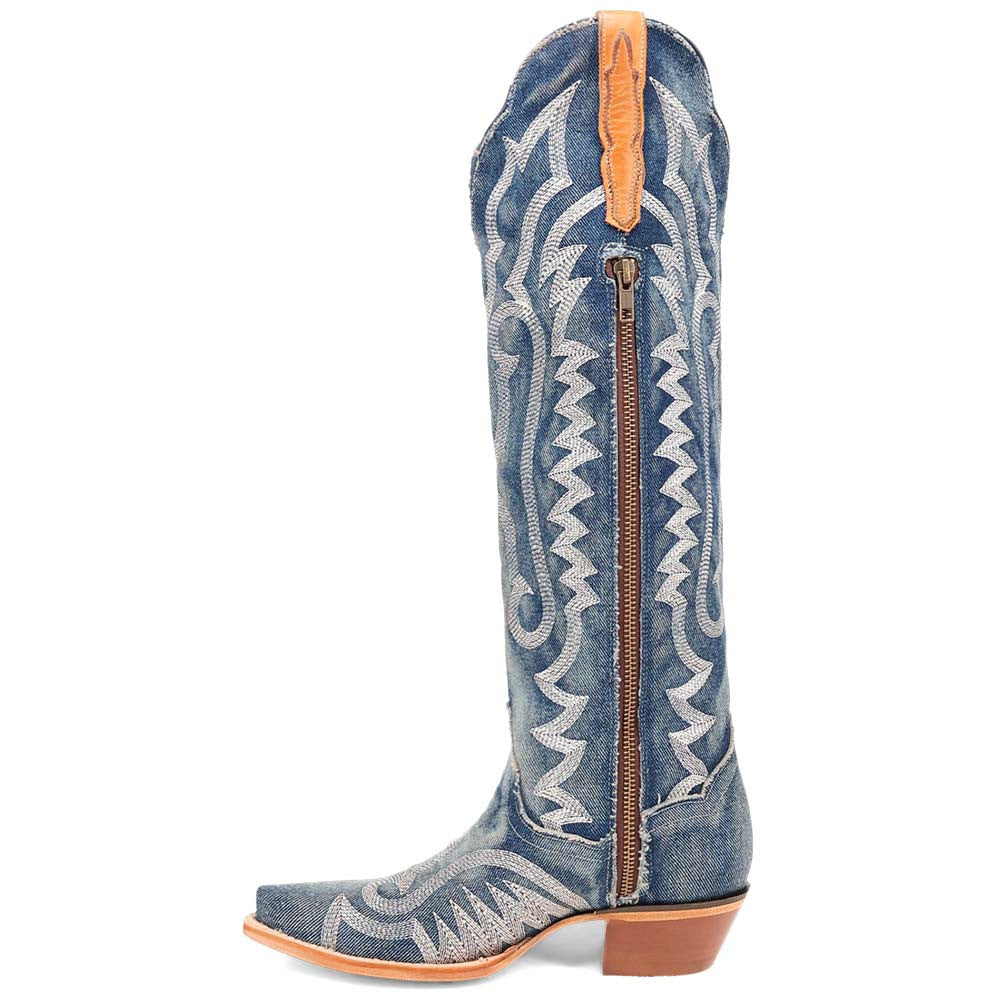 Dan Post Darlin Denim Leather SnipToe Western Cowgirl Zipper Boot(US Women Size)
