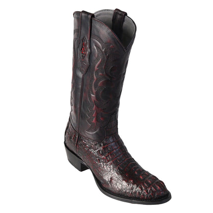 Los Altos Black Cherry Caiman Hornback Boots - shoeclassix.com