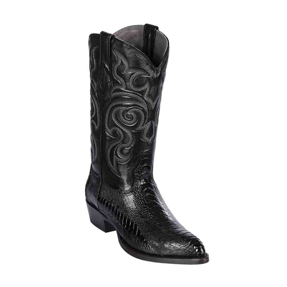 Los Altos Black J - Toe Genuine Ostrich Leg - shoeclassix.com