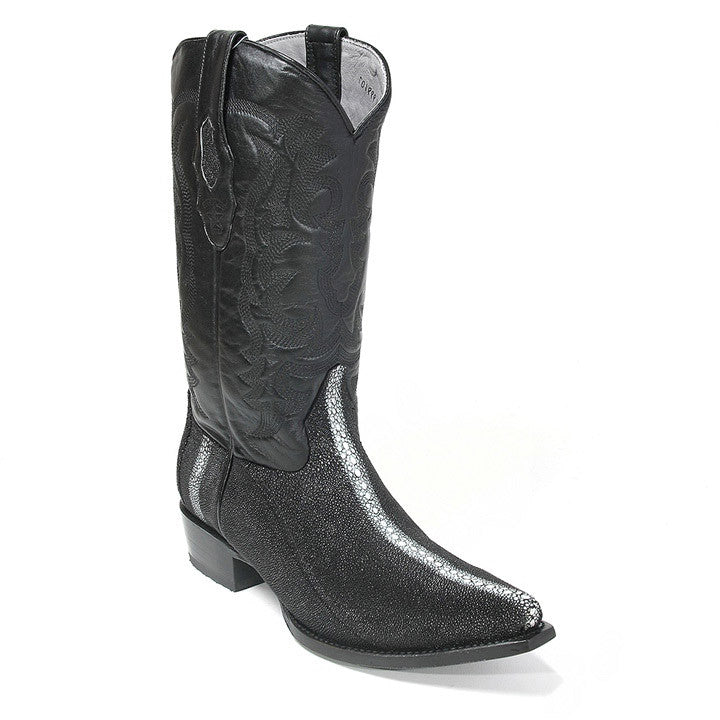 Los Altos Black Snip Toe Genuine Stingray - shoeclassix.com