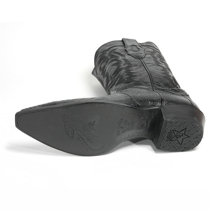 Los Altos Black Snip Toe Genuine Teju Lizard - shoeclassix.com