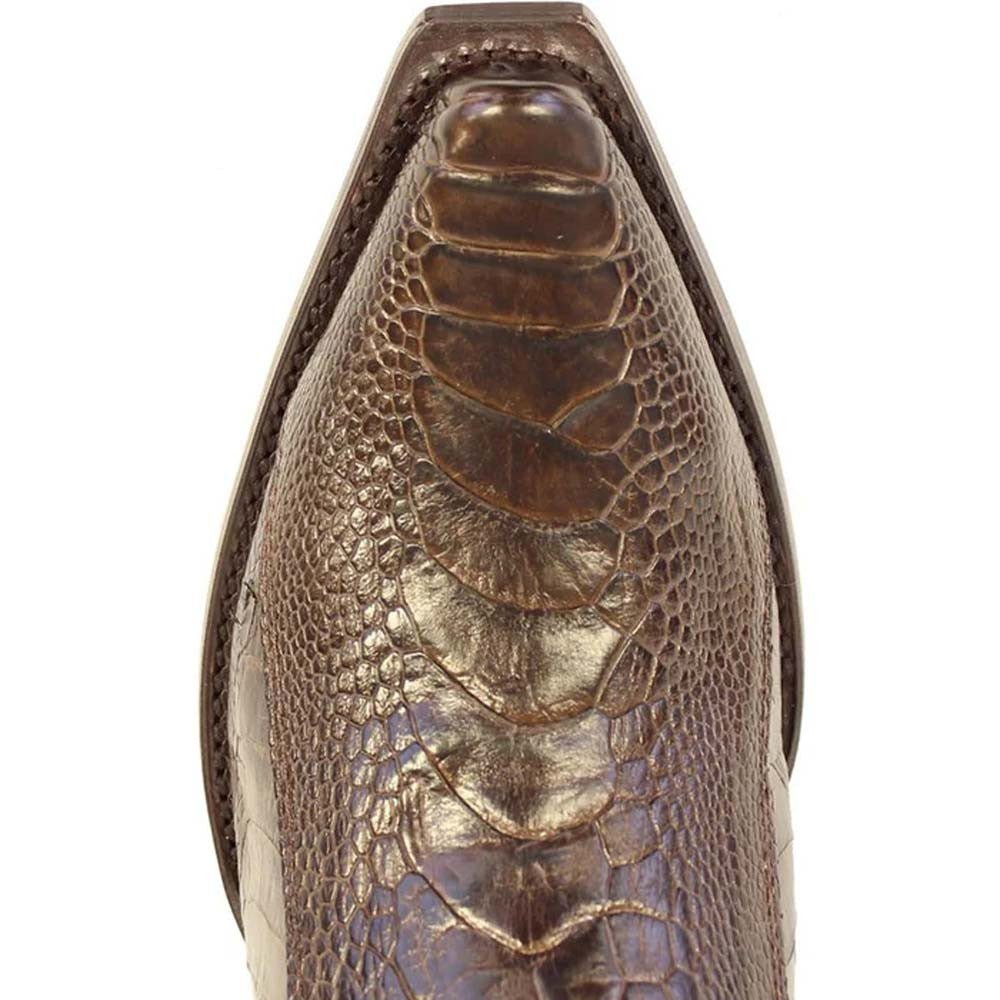 Los Altos Brown Snip Toe Genuine Ostrich - shoeclassix.com