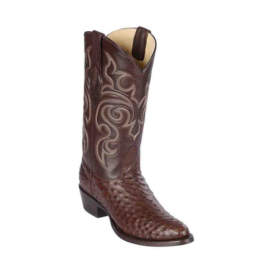 Los Altos Brown Western Boots Genuine Ostrich Skin - shoeclassix.com