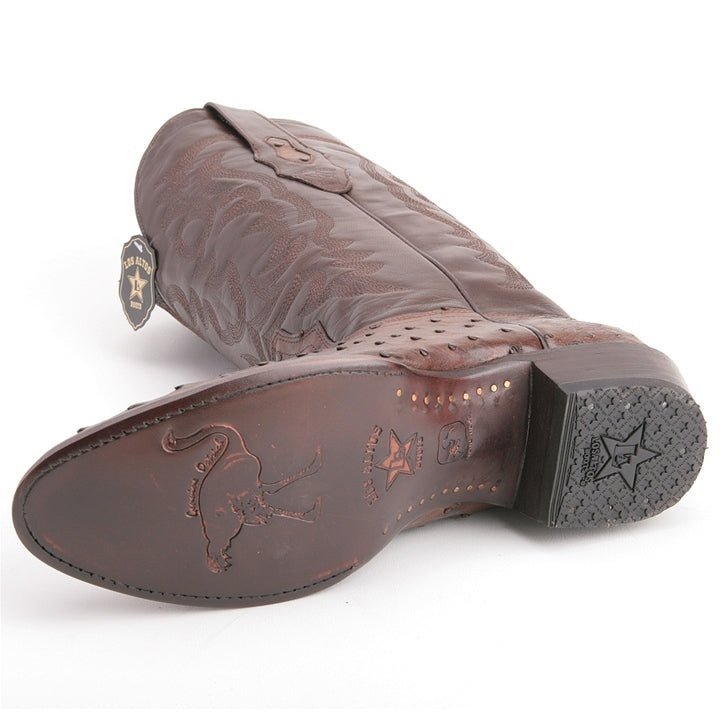 Los Altos Brown Western Boots Genuine Ostrich Skin - shoeclassix.com