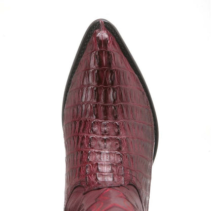 Los Altos Burgundy Genuine Caiman Crocodile Western Boots J Toe - shoeclassix.com