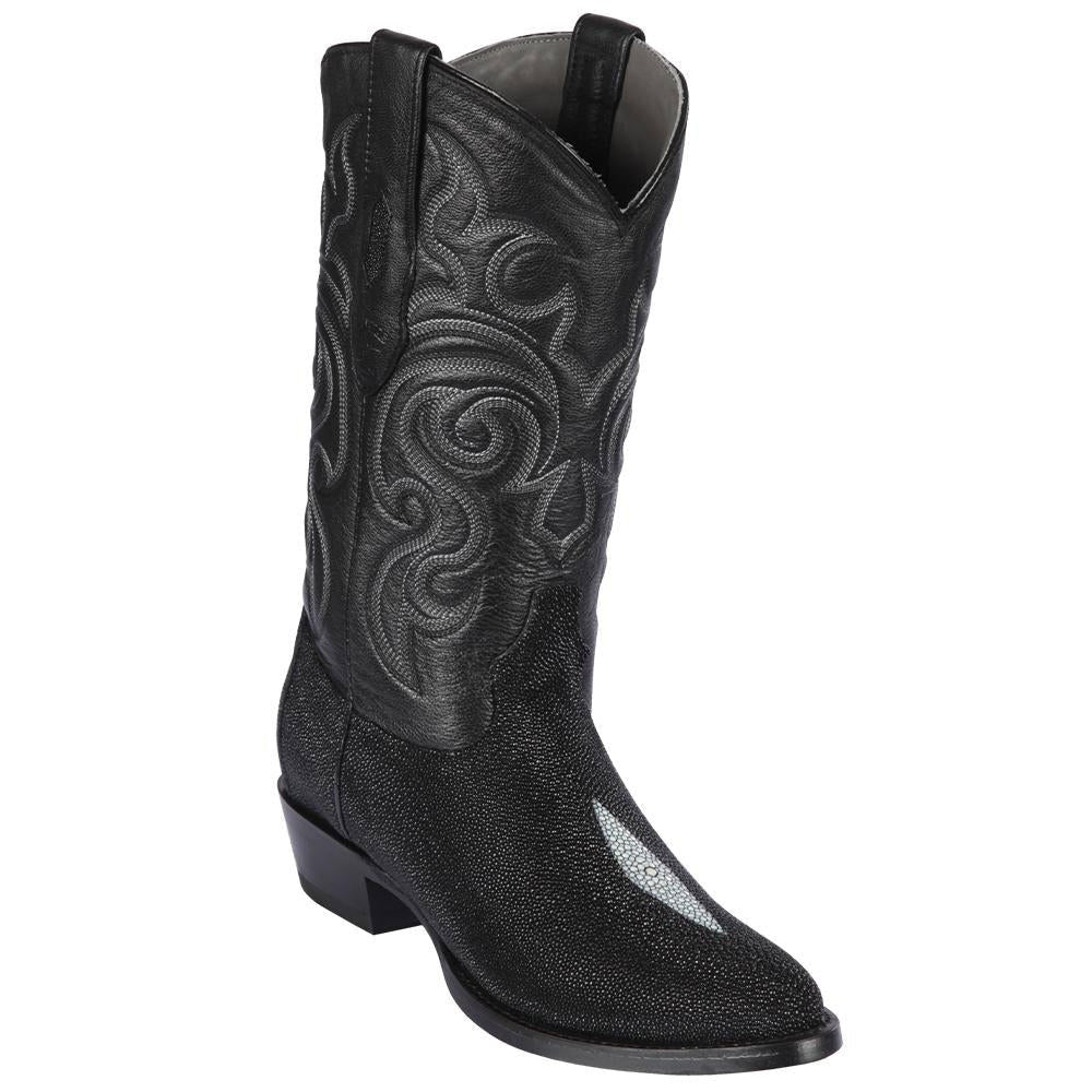 Los Altos Exotic Black Boots Genuine Stingray Skin - shoeclassix.com