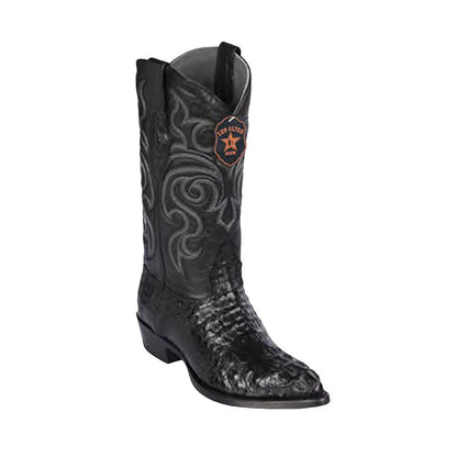 Los Altos Men's Black Genuine Caiman Hornback Boots - shoeclassix.com