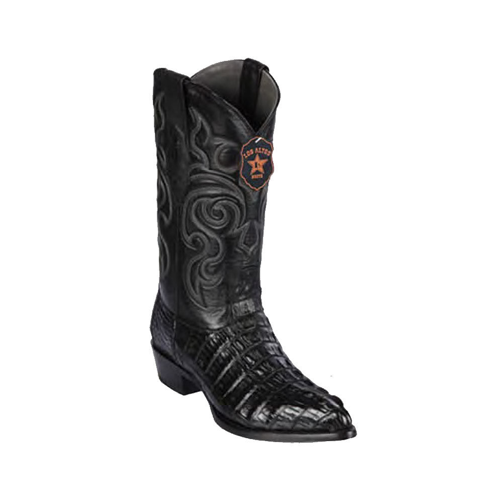 Los Altos Men's Black Genuine Caiman Tail Boots - shoeclassix.com