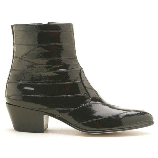 Los Altos Men’s Black Genuine Eel Skin Leather Ankle Boots - shoeclassix.com