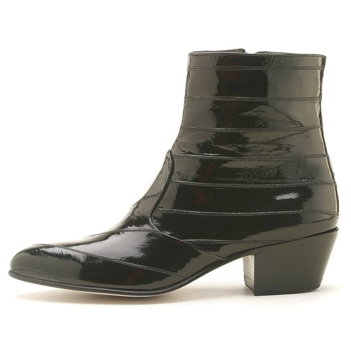Los Altos Men’s Black Genuine Eel Skin Leather Ankle Boots - shoeclassix.com