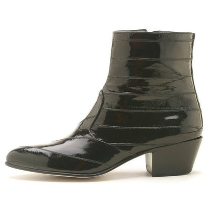 Los Altos Men’s Black Genuine Eel Skin Leather Ankle Boots - shoeclassix.com