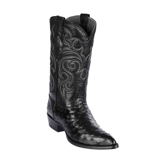 Los Altos Men's Black Genuine Full Quill Ostrich Boots - shoeclassix.com