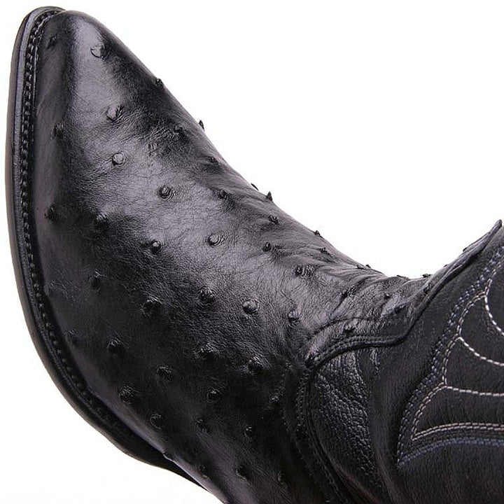 Los Altos Men's Black Genuine Full Quill Ostrich Boots - shoeclassix.com
