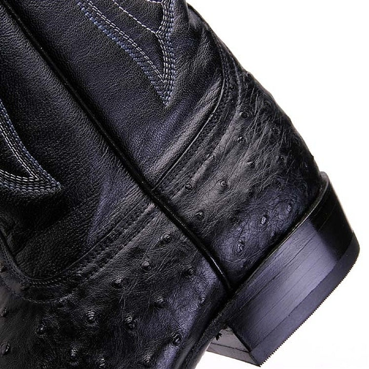 Los Altos Men's Black Genuine Full Quill Ostrich Boots - shoeclassix.com