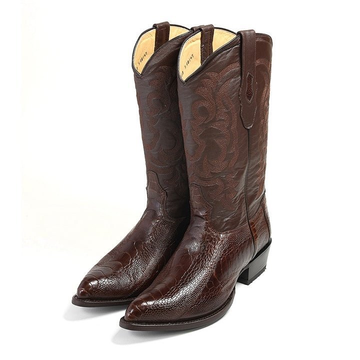 Los Altos Men’s Brown Ostrich Leg Boots - shoeclassix.com