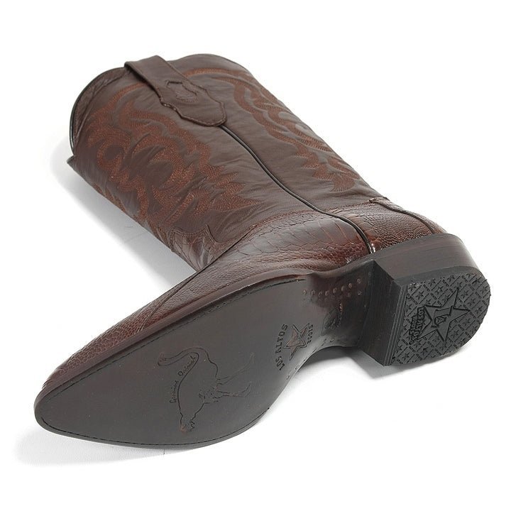 Los Altos Men’s Brown Ostrich Leg Boots - shoeclassix.com