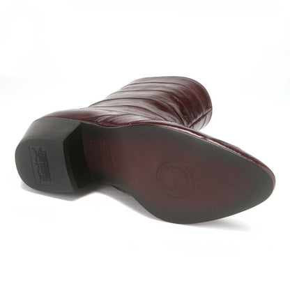 Los Altos Men’s Burgundy Genuine Eel Skin Leather Ankle Boots - shoeclassix.com