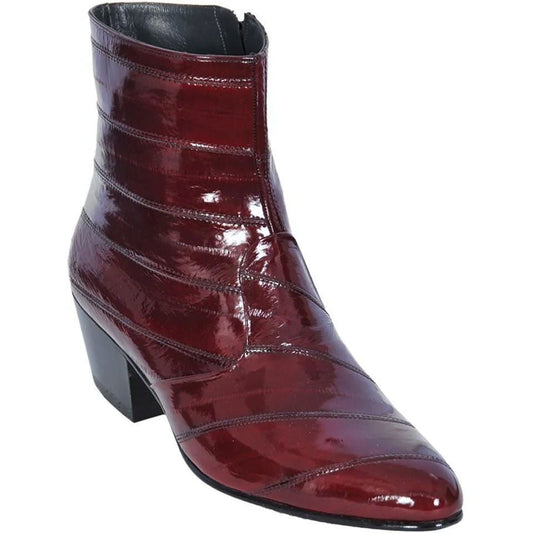 Los Altos Men’s Burgundy Genuine Eel Skin Leather Ankle Boots - shoeclassix.com