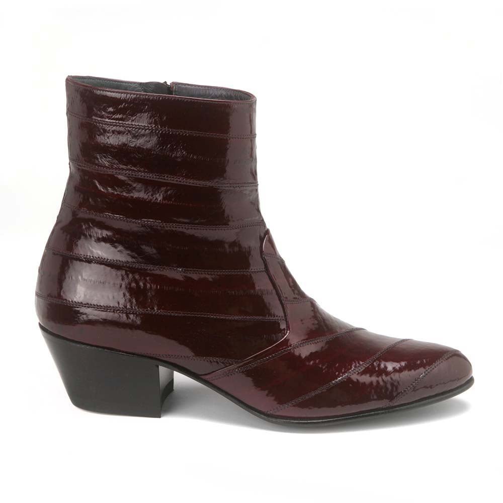Los Altos Men’s Burgundy Genuine Eel Skin Leather Ankle Boots - shoeclassix.com